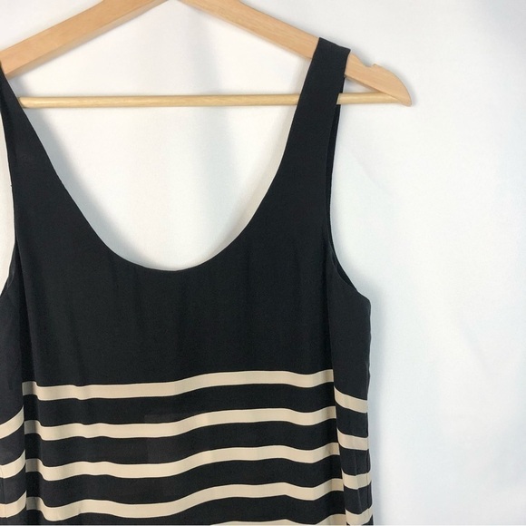 Joie Trudy Caviar Black & Porcelain Stripe Silk Mini Slip Dress XS $198 - Picture 5 of 5